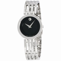 Movado Esperanza Black Dial Stainless Steel Ladies Watch 0607051