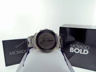 NEW Movado Men's BOLD Large Gunmetal Gray Ion-plated Swiss Watch 3600277