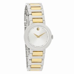 Movado Concerto Mini Ladies Silver Dial Two Tone Swiss Quartz Watch 0606703