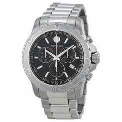 Movado Series 800 Black Dial Stainless Steel Chrono Quartz Men's Watch 2600110 885997050500