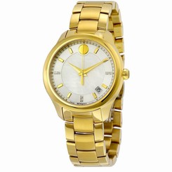 MOVADO WOMEN'S GOLD TONE STEEL BRACELET & CASE SWISS QUARTZ WATCH 0606980