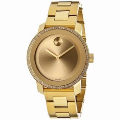 Movado Bold Women's 36mm Gold Steel Bracelet & Case Sapphire Glass Watch 3600150