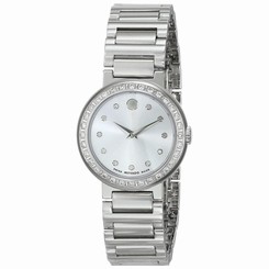 Movado Concerto Women's Silver Steel Bracelet & Case Mineral Glass Watch 0606793