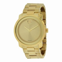 Movado Bold Men's & Women's 42mm Gold Steel Bracelet & Case Quartz Watch 3600258