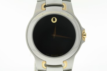 Men's Movado 0604858 Meza Two-Tone Stainless Steel Black Dial Watch