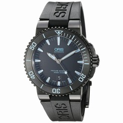 ORIS MEN'S 43MM BLACK RUBBER BAND STEEL CASE AUTOMATIC WATCH 73376534725RS