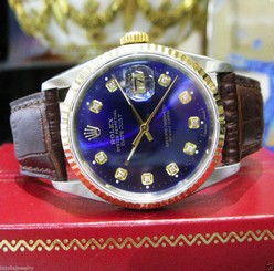 Mens Vintage ROLEX Oyster Perpetual Datejust Stainless Steel Gold DIAMOND Watch