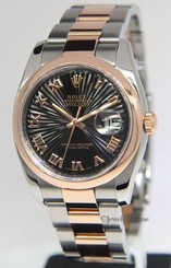 Rolex Datejust 18k Rose Gold & Stainless Steel Sunburst Dial Mens Watch 116201