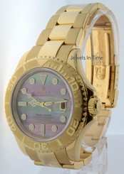 Rolex Yachtmaster 18k Yellow Gold Tahitian MOP Dial Watch & Box 16628
