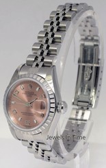 Rolex Ladies Date Stainless Steel Jubilee Bracelet Pink Dial 79240