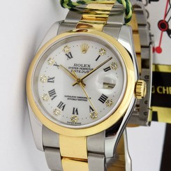 Rolex Datejust Gold Steel White Roman Diamond 116203 Oyster - WATCH CHEST