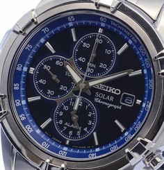 NEW MEN'S BLUE DIAL SEIKO SOLAR ALARM CHRONOGRAPH ANALOG SPORTS WATCH SSC141P1 29665165527