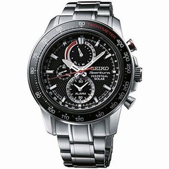 SEIKO MEN'S 45MM STEEL BRACELET & CASE QUARTZ BLACK DIAL WATCH SSC357P1