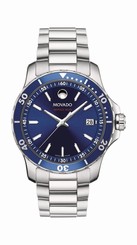 Movado Men's Watch 260137 Series 800 Chrono Steel Case Blue Dial New MSRP $895.