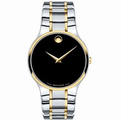 Movado Serio 606901 Mens Black Dial Quartz Watch with Stainless Steel Strap