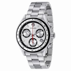 MOVADO 2600132 CHRONO 800 SILVER SUNBURST DIAL STAINLESS STEEL SWISS MOVEMENT!