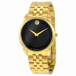 Movado 0606997 Mens Black Dial Analog Quartz Watch with Stainless Steel Strap