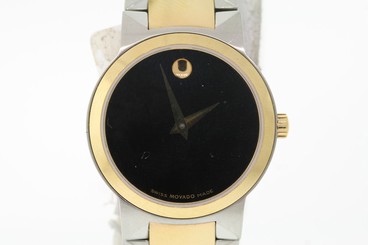 Ladies Movado 0606065 Temo Two-Tone Stainless Steel Black Dial Watch