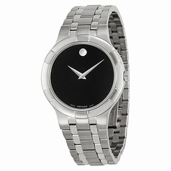 Movado 0606203 Mens Black Dial Quartz Watch with Stainless Steel Strap