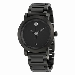 Movado 0606615 Mens Black Dial Analog Quartz Watch with Stainless Steel Strap 885997052108