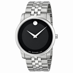 Movado 606504 Mens Black Dial Analog Quartz Watch with Stainless Steel Strap 885997007511