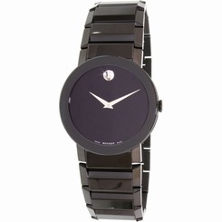 Movado 0606307 Mens Black Dial Analog Quartz Watch with Stainless Steel Strap 775924769448