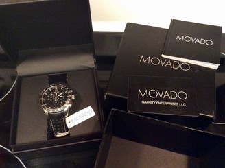 NEW MEN MOVADO SERIE 800 5 ATM CHRONOGRAPH DATE SWISS LEATHER BAND FREE SHIPMENT 845960040877