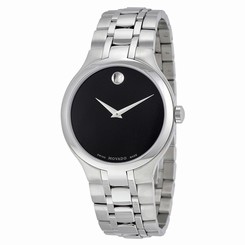Movado 0606367 Mens Black Dial Analog Quartz Watch with Stainless Steel Strap
