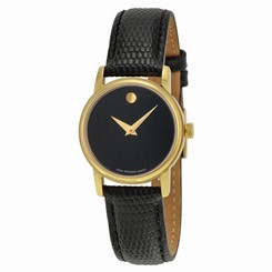 Movado Museum 2100006 Womens Black Dial Analog Quartz Watch with Leather Strap 845960049979