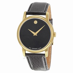 NEW Movado 2100005 Mens Museum Stainless Steel Watch Black Leather Diamond Watch 885997007498