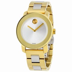 Movado Bold Silver Dial Gold IP Stainless Steel Ladies Watch 3600129