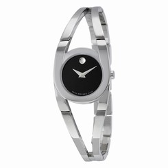 Movado Amorosa Stainless Steel Black Dial Ladies Watch 0606394