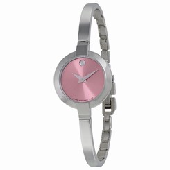 Movado Bela Pink Dial Stainless Steel Bangle Ladies Watch 0606596 885997050685