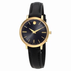  Movado Ultra Slim Black Dial Ladies Watch 0607095