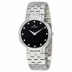 Movado Faceto Black Dial Stainless Steel Mens Watch 0606237