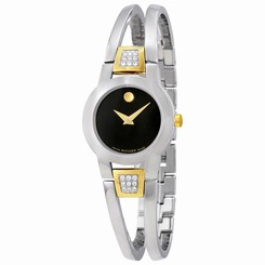 Movado Amorosa Black Dial Diamond Ladies Watch 606894