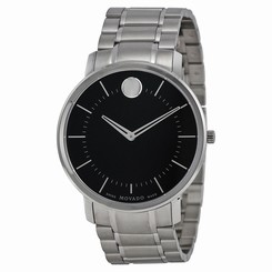 Movado TC Black Dial Stainless Steel Mens Watch 0606687