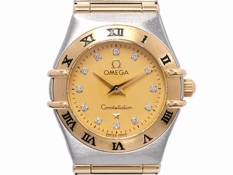 Pre-Owned OMEGA Constellation SS 12P Diamond Gold Dial Women's Watch 1262.15,ML
