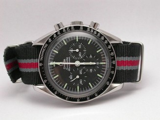 OMEGA 145.022 SPEEDMASTER 42MM BLACK DIAL FABRIC BAND TACHYMETER MEN'S WATCH