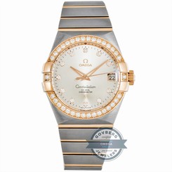 Omega Constellation 123.25.38.21.52.001 Auto Steel Rose Gold Diamonds Mens Watch