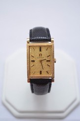 Omega Quartz 14k Solid Yellow Gold Champagne Dial Mens Watch