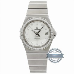 Omega Constellation 123.15.35.20.52.001 Auto Steel Diamonds Mens Bracelet Watch
