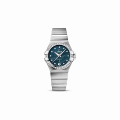 NEW Omega Constellation Steel Automatic Blue Diamond Watch 123.15.27.20.53.001