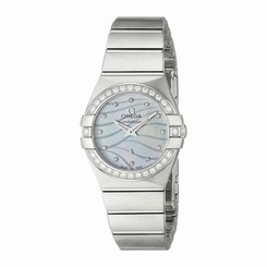 OMEGA WOMEN'S 24MM STEEL BRACELET & CASE QUARTZ MOP DIAL WATCH 12315246057001