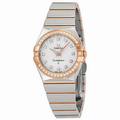 OMEGA WOMEN'S 27MM STEEL BRACELET & CASE QUARTZ MOP DIAL WATCH 12325276055006