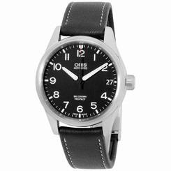  Oris Automatic Black Dial Black Leather Strap Men's Watch 75176974164LS