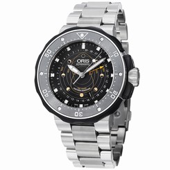 Oris Men's 'Moon pointer' Black Dial Titanium Bracelet Watch 761 7682 7154 RS