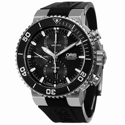 Oris Aquis Automatic Chronograph Black Dial Black Rubber Watch 77476554154RS