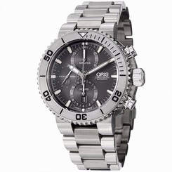 Oris Aquis Chronograph Grey Dial Titanium Men's Divers Watch 67476557253MB