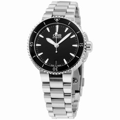 Oris Aquis Automatic Black Dial Stainless Steel Ladies Watch 73376524154MB